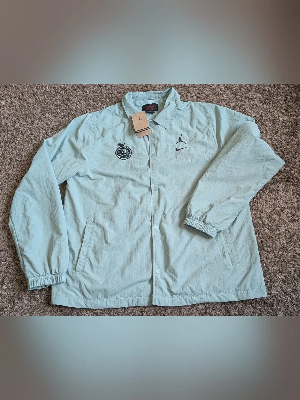 NWT Jordan 23 EYBL Snap Button Green Mineral Mesh Lined Jacket Men's L